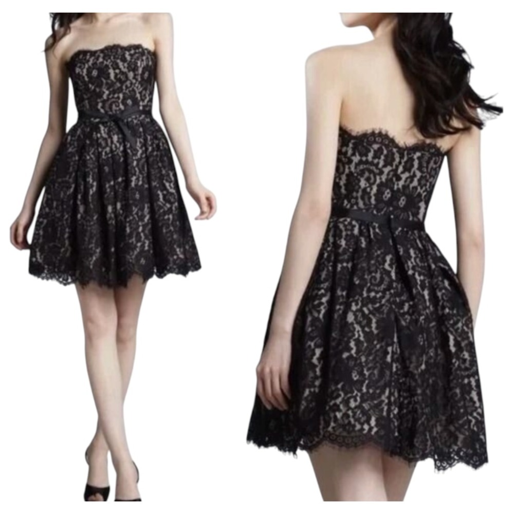 Neiman Marcus Target ROBERT RODRIGUEZ Black Lace Strapless Flare Party Dress 10
